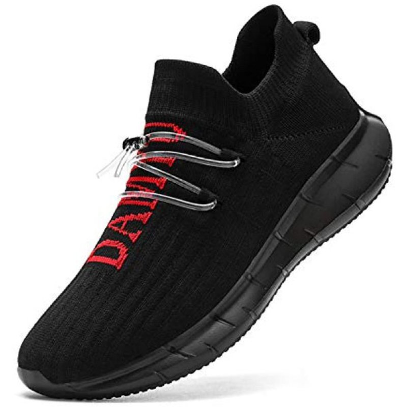 Damyuan Mens Trail Running Tennis Work Casual Shoes Walking Slip on Athletic Slip Resistance Gym Sneakers Wide Fashion Jogging Breathable Sport Shoes for Men Black
